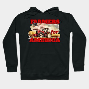 Farmers for America Farming Farm Patriotic American Pride Tractor American Flag Patriotism USA Hoodie